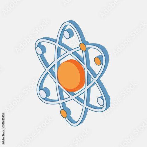 Stylized Atom Illustration with Orbital Electrons.