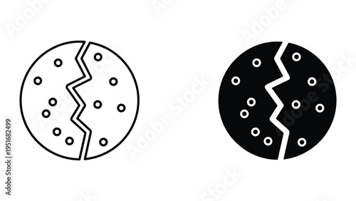 Broken Cookie Icon Biscuits Food Symbol Isolated