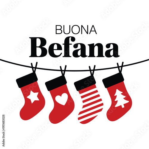 A festive illustration of Christmas stockings hanging on a line