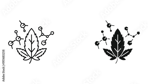 Cannabis Leaf Molecules Scientific Research Vector