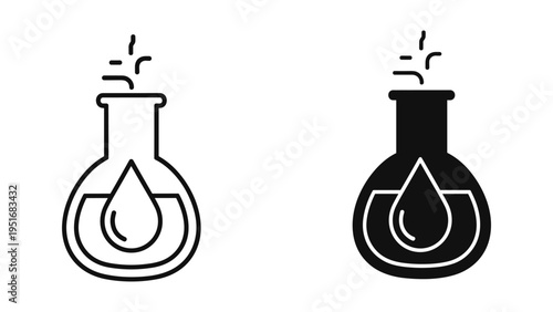Laboratory Flask Liquid Droplet Chemical Research Icon