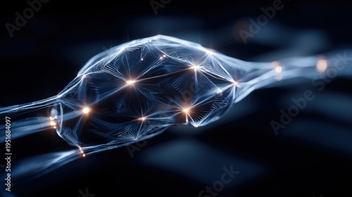 Abstract Neural Network Connection Illustration: Artificial Intelligence, Data Transmission, and Complex Systems Concept