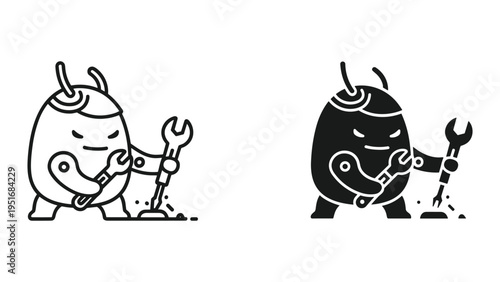 Robot Mechanic Repairing Machine Industrial Service Concept