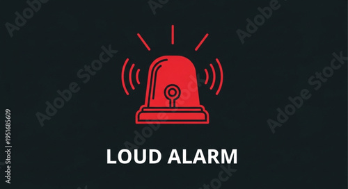 Red Siren Light Flashing Sound Warning.