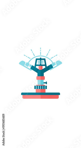 Robotic arm lifting object with splash graphic illustration  