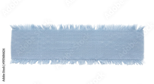 Fotografija Light blue frayed ribbon isolated PNG on transparent background, decorative fabr