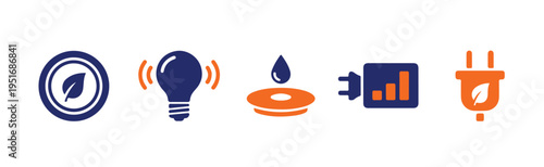Energy Efficiency and Sustainable Power Plug Icons Set