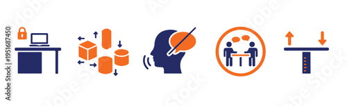 Remote Collaboration and Virtual Office Communication Icons Set
