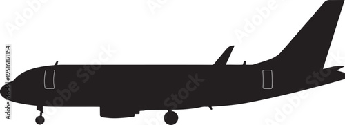 Airplane silhouette isolated on white background
