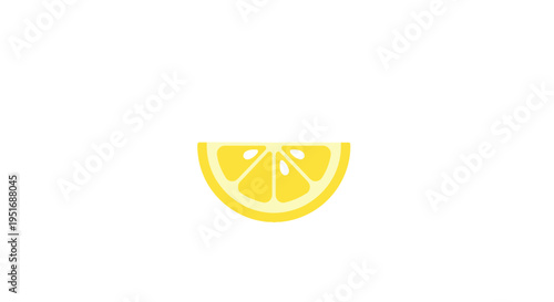 A vibrant illustration of a lemon wedge against a stark white background with simplicity