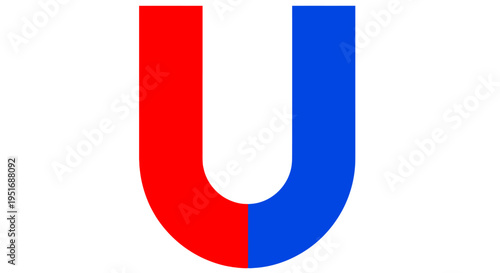 A vibrant magnet illustration in red and blue colors, with a white background