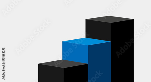 Abstract graphical representation of a rising trend depicted with colorful blocks, success