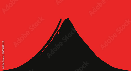 Abstract illustration of a mountain silhouette with a striking red background