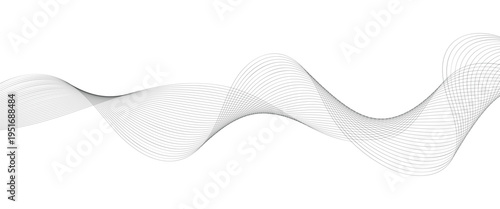 Abstract lines background isolated, twisted curve lines, undulate wave - stock vector.  Web banner size. Vector background with lines. Element for design isolated on white background.
