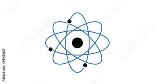 Atomic structure illustration of an atom with electrons and nucleus in a simplistic style design
