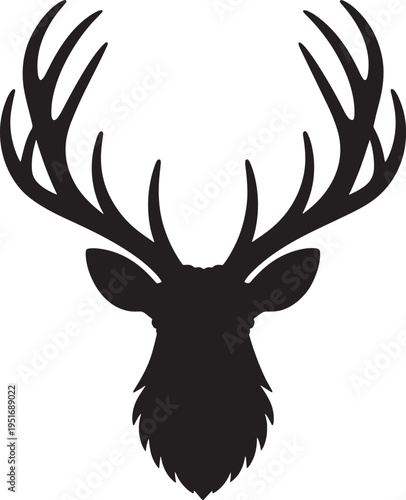 Deer head with large antlers silhouette