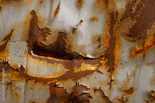 Detailed Close Up of Rusted Metal Surface with Weathered Texture Patterns