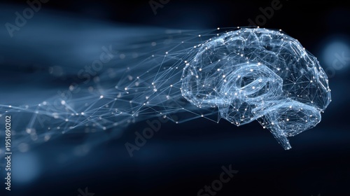 Abstract Neural Network Brain Connecting Digital Data and Artificial Intelligence for Medical Science Visualization