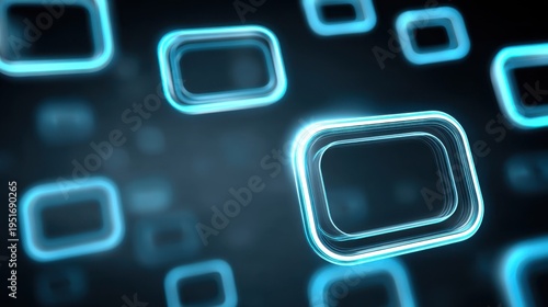 Abstract Technology Background with Glowing Rectangular Shapes, Ideal for Tech, Innovation and Future Concepts