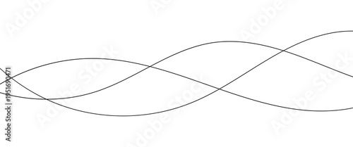  Curved lines. Abstract art background vector. A minimalist abstract image featuring multiple, interwoven, wavy lines in varying thicknesses .Black line wave in abstract style on white background.