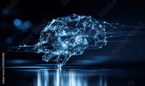 Digital Brain Artwork Representing Artificial Intelligence, Machine Learning, Neural Networks, and Cognitive Computing Technology