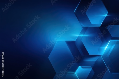 Futuristic Abstract Background with Blue Hexagons and Lighting Effects for Technology and Innovation Concepts