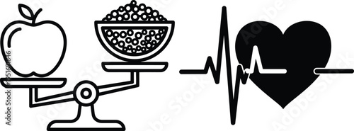 Balancing nutrition and heart health for a healthier lifestyle isolated on white background, Vector