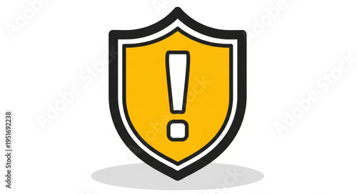 Yellow shield with exclamation mark warning symbol.