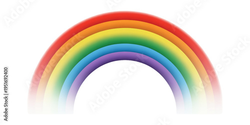 A vibrant rainbow arc featuring the classic spectrum of colors from red to violet in a curved form Vector