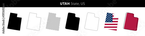Map of Utah state, US