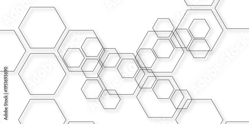 Vector Abstract of interconnected network pattern created by multiple hexagons which appears to dynamic connection, science structure and complex designs are visible 