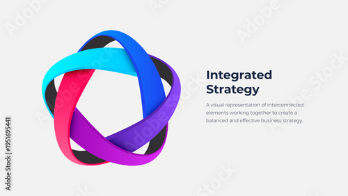 Circular ribbon loop infographic diagram with intertwined curved bands forming continuous cycle structure