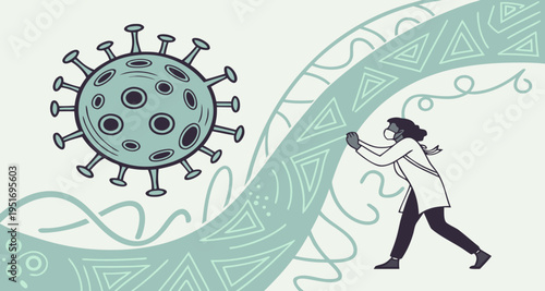 Biological mutation, microscopic virus, dotted vector particles shape, nano technology. Abstract flowing wide wallpaper background .vector icon
