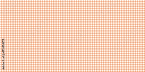 Seamless micro gingham pattern in soft peach pastel and white. Minimalist light orange checkered background for nursery, feminine stationery, and elegant textile design. Clean repetitive tile.