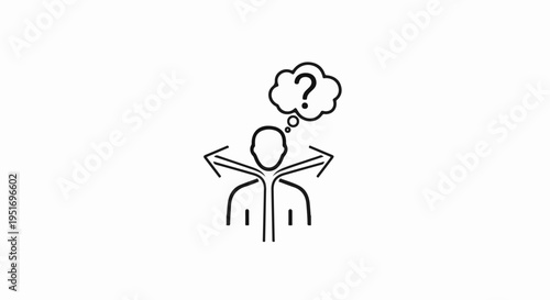 Person with thought bubble and branching path arrows