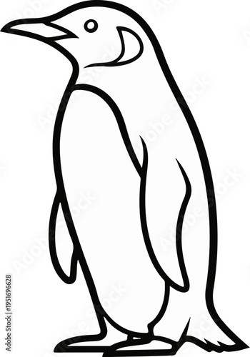 A simple black and white illustration of a penguin standing