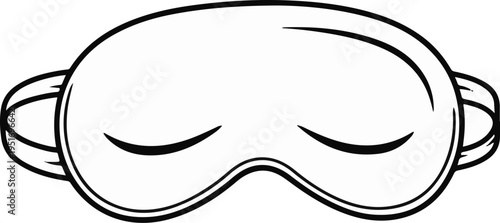 A simple black and white line drawing of a sleep mask, closed eyes