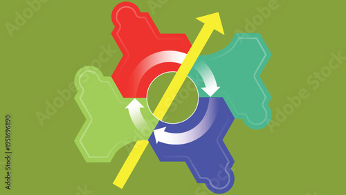A gloved hand holding a brush like a tool with a simple colorful design representing construction and repair work