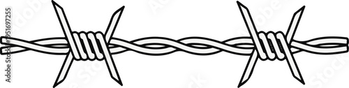 A stark, graphic illustration of twisted barbed wire with sharp points