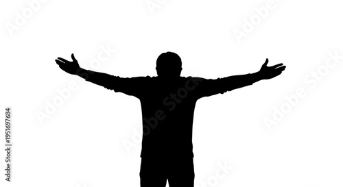 Black silhouette of a man with arms outstretched vector