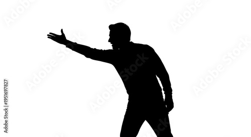 Vector silhouette of man gesturing with outstretched arm