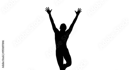 Vector silhouette of a person jumping with arms raised