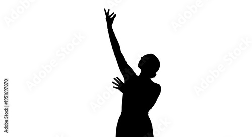 Vector silhouette of a woman with arm raised