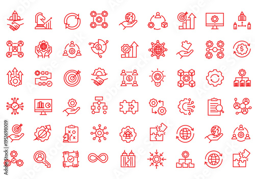 Business Integration icon set. Editable line icons. Vector illustration.