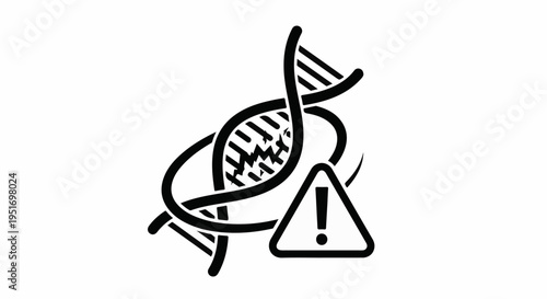 DNA strand with a hazard symbol, indicating danger