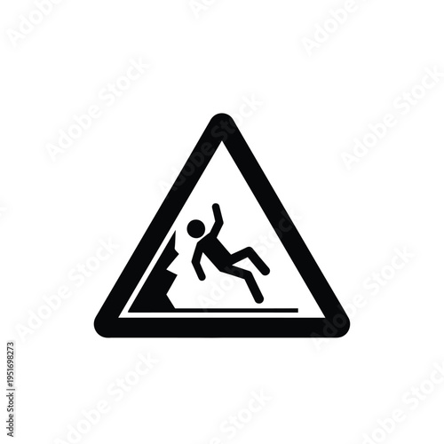 Black and white warning sign with person slipping on wet floor