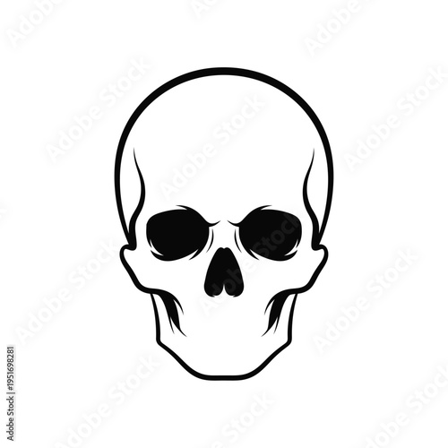 Black and white skull with hollow eyes