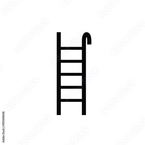 Black ladder with hook on simple white background