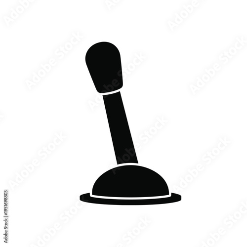 Black silhouette of a gear shift lever on a white background
