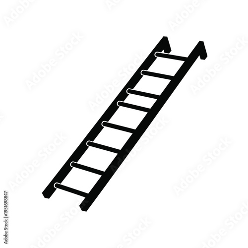 Black ladder isolated on white background